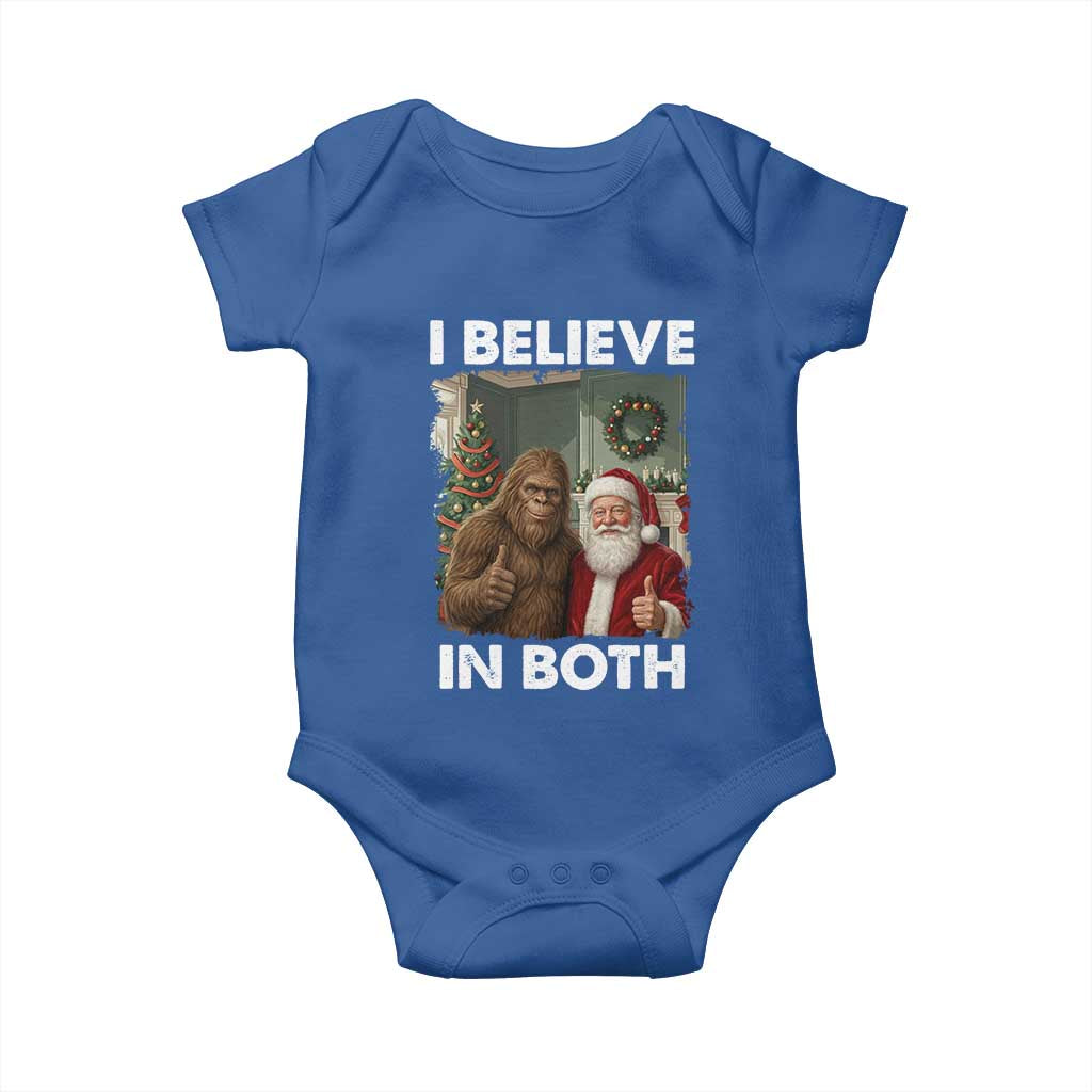 Funny Christmas Santa Bigfoot Baby Onesie I Believe In Both Xmas Holiday - Wonder Print Shop