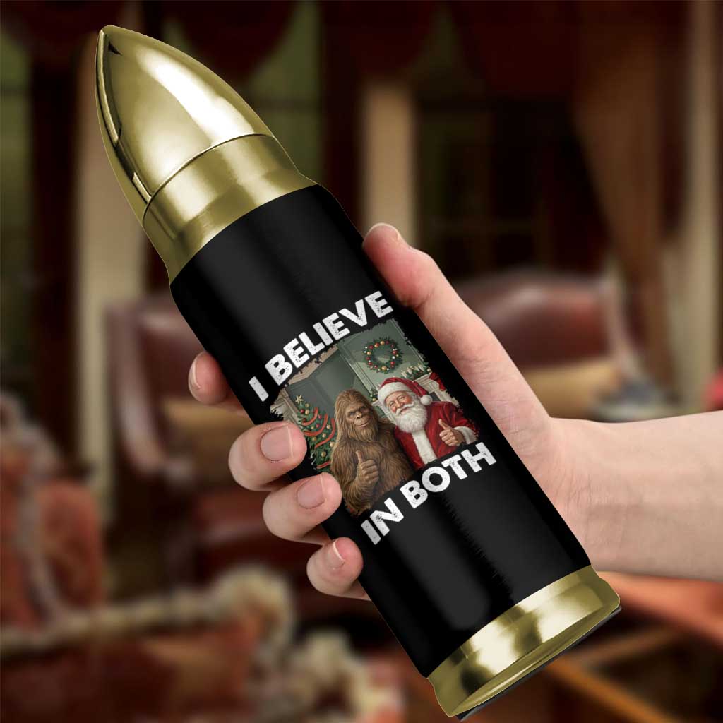 Funny Christmas Santa Bigfoot Bullet Tumbler I Believe In Both Xmas Holiday - Wonder Print Shop