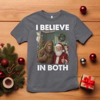 Funny Christmas Santa Bigfoot T Shirt I Believe In Both Xmas Holiday - Wonder Print Shop