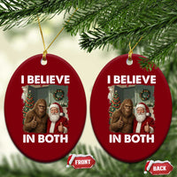 Funny Christmas Santa Bigfoot Ceramic Ornament I Believe In Both Xmas Holiday - Wonder Print Shop