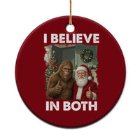 Funny Christmas Santa Bigfoot Ceramic Ornament I Believe In Both Xmas Holiday - Wonder Print Shop