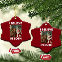 Funny Christmas Santa Bigfoot Ceramic Ornament I Believe In Both Xmas Holiday - Wonder Print Shop