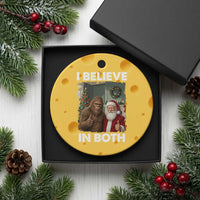 Funny Christmas Santa Bigfoot Ceramic Ornament I Believe In Both Xmas Holiday - Wonder Print Shop