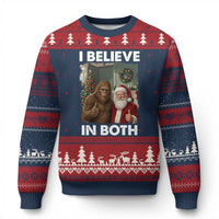 Funny Xmas Santa Bigfoot Ugly Christmas Sweater I Believe In Both Xmas Holiday - Wonder Print Shop