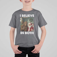 Funny Christmas Santa Bigfoot T Shirt For Kid I Believe In Both Xmas Holiday - Wonder Print Shop