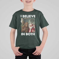 Funny Christmas Santa Bigfoot T Shirt For Kid I Believe In Both Xmas Holiday - Wonder Print Shop