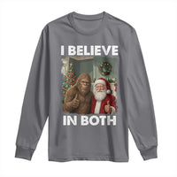 Funny Christmas Santa Bigfoot Long Sleeve Shirt I Believe In Both Xmas Holiday - Wonder Print Shop