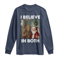 Funny Christmas Santa Bigfoot Long Sleeve Shirt I Believe In Both Xmas Holiday - Wonder Print Shop