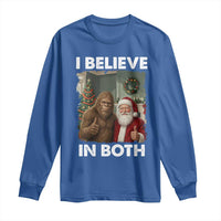 Funny Christmas Santa Bigfoot Long Sleeve Shirt I Believe In Both Xmas Holiday - Wonder Print Shop