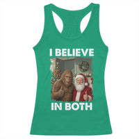 Funny Christmas Santa Bigfoot Racerback Tank Top I Believe In Both Xmas Holiday - Wonder Print Shop