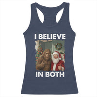 Funny Christmas Santa Bigfoot Racerback Tank Top I Believe In Both Xmas Holiday - Wonder Print Shop