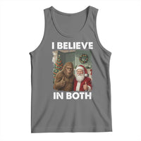 Funny Christmas Santa Bigfoot Tank Top I Believe In Both Xmas Holiday - Wonder Print Shop