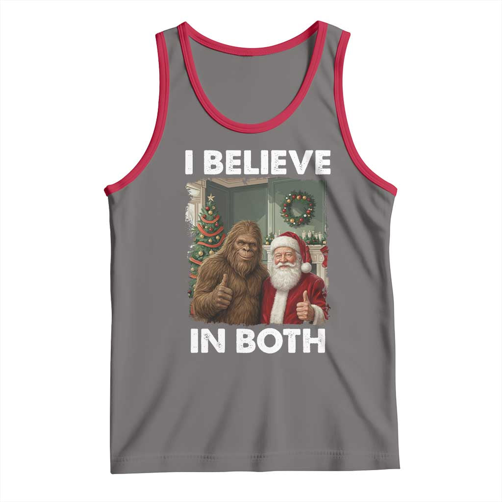Funny Christmas Santa Bigfoot Tank Top I Believe In Both Xmas Holiday - Wonder Print Shop