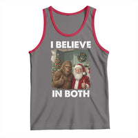 Funny Christmas Santa Bigfoot Tank Top I Believe In Both Xmas Holiday - Wonder Print Shop