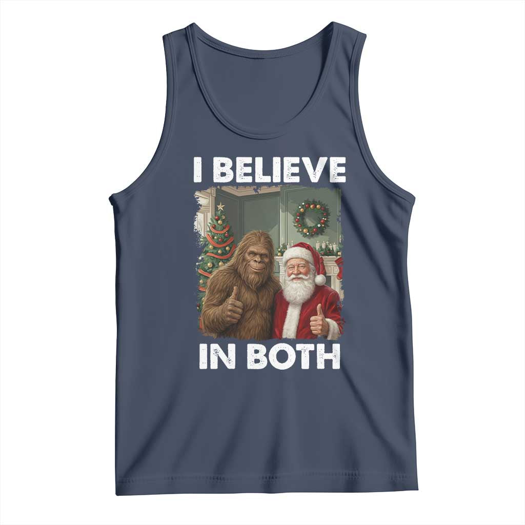 Funny Christmas Santa Bigfoot Tank Top I Believe In Both Xmas Holiday - Wonder Print Shop