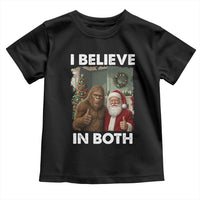 Funny Christmas Santa Bigfoot Toddler T Shirt I Believe In Both Xmas Holiday - Wonder Print Shop