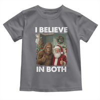 Funny Christmas Santa Bigfoot Toddler T Shirt I Believe In Both Xmas Holiday - Wonder Print Shop