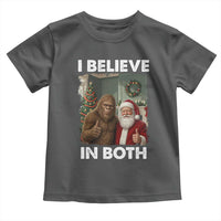 Funny Christmas Santa Bigfoot Toddler T Shirt I Believe In Both Xmas Holiday - Wonder Print Shop