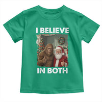 Funny Christmas Santa Bigfoot Toddler T Shirt I Believe In Both Xmas Holiday - Wonder Print Shop