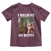 Funny Christmas Santa Bigfoot Toddler T Shirt I Believe In Both Xmas Holiday - Wonder Print Shop
