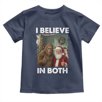 Funny Christmas Santa Bigfoot Toddler T Shirt I Believe In Both Xmas Holiday - Wonder Print Shop