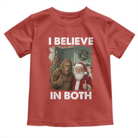 Funny Christmas Santa Bigfoot Toddler T Shirt I Believe In Both Xmas Holiday - Wonder Print Shop