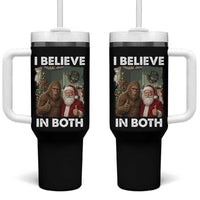 Funny Christmas Santa Bigfoot Tumbler With Handle I Believe In Both Xmas Holiday - Wonder Print Shop