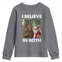 Funny Christmas Santa Bigfoot Youth Sweatshirt I Believe In Both Xmas Holiday - Wonder Print Shop