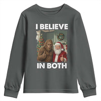 Funny Christmas Santa Bigfoot Youth Sweatshirt I Believe In Both Xmas Holiday - Wonder Print Shop