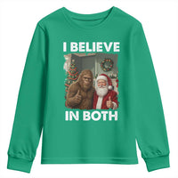 Funny Christmas Santa Bigfoot Youth Sweatshirt I Believe In Both Xmas Holiday - Wonder Print Shop