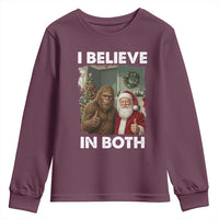 Funny Christmas Santa Bigfoot Youth Sweatshirt I Believe In Both Xmas Holiday - Wonder Print Shop