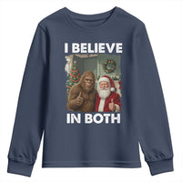 Funny Christmas Santa Bigfoot Youth Sweatshirt I Believe In Both Xmas Holiday - Wonder Print Shop