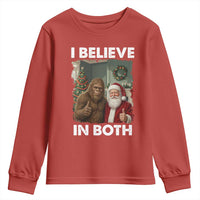 Funny Christmas Santa Bigfoot Youth Sweatshirt I Believe In Both Xmas Holiday - Wonder Print Shop
