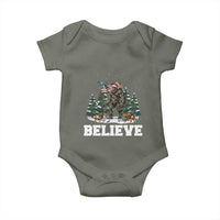 Funny Believe Bigfoot Christmas Baby Onesie American Flag Sasquatch Holiday Gift - Wonder Print Shop