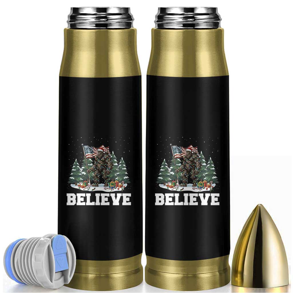 Funny Believe Bigfoot Christmas Bullet Tumbler American Flag Sasquatch Holiday Gift - Wonder Print Shop