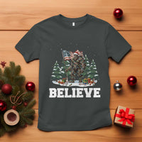 Funny Believe Bigfoot Christmas T Shirt American Flag Sasquatch Holiday Gift - Wonder Print Shop