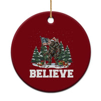 Funny Believe Bigfoot Christmas Ceramic Ornament American Flag Sasquatch Holiday Gift - Wonder Print Shop