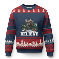 Funny Believe Bigfoot Xmas Ugly Christmas Sweater American Flag Sasquatch Holiday Gift - Wonder Print Shop