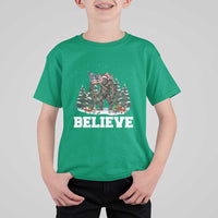 Funny Believe Bigfoot Christmas T Shirt For Kid American Flag Sasquatch Holiday Gift - Wonder Print Shop