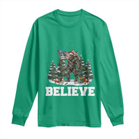 Funny Believe Bigfoot Christmas Long Sleeve Shirt American Flag Sasquatch Holiday Gift - Wonder Print Shop