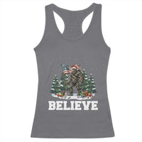 Funny Believe Bigfoot Christmas Racerback Tank Top American Flag Sasquatch Holiday Gift - Wonder Print Shop