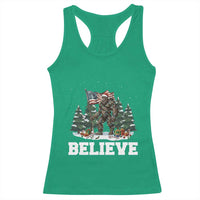 Funny Believe Bigfoot Christmas Racerback Tank Top American Flag Sasquatch Holiday Gift - Wonder Print Shop