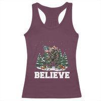 Funny Believe Bigfoot Christmas Racerback Tank Top American Flag Sasquatch Holiday Gift - Wonder Print Shop