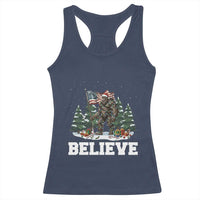 Funny Believe Bigfoot Christmas Racerback Tank Top American Flag Sasquatch Holiday Gift - Wonder Print Shop