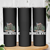 Funny Believe Bigfoot Christmas Skinny Tumbler American Flag Sasquatch Holiday Gift - Wonder Print Shop