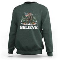 Funny Believe Bigfoot Christmas Sweatshirt American Flag Sasquatch Holiday Gift - Wonder Print Shop