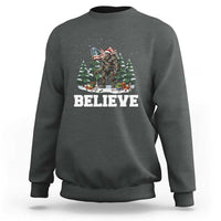 Funny Believe Bigfoot Christmas Sweatshirt American Flag Sasquatch Holiday Gift - Wonder Print Shop
