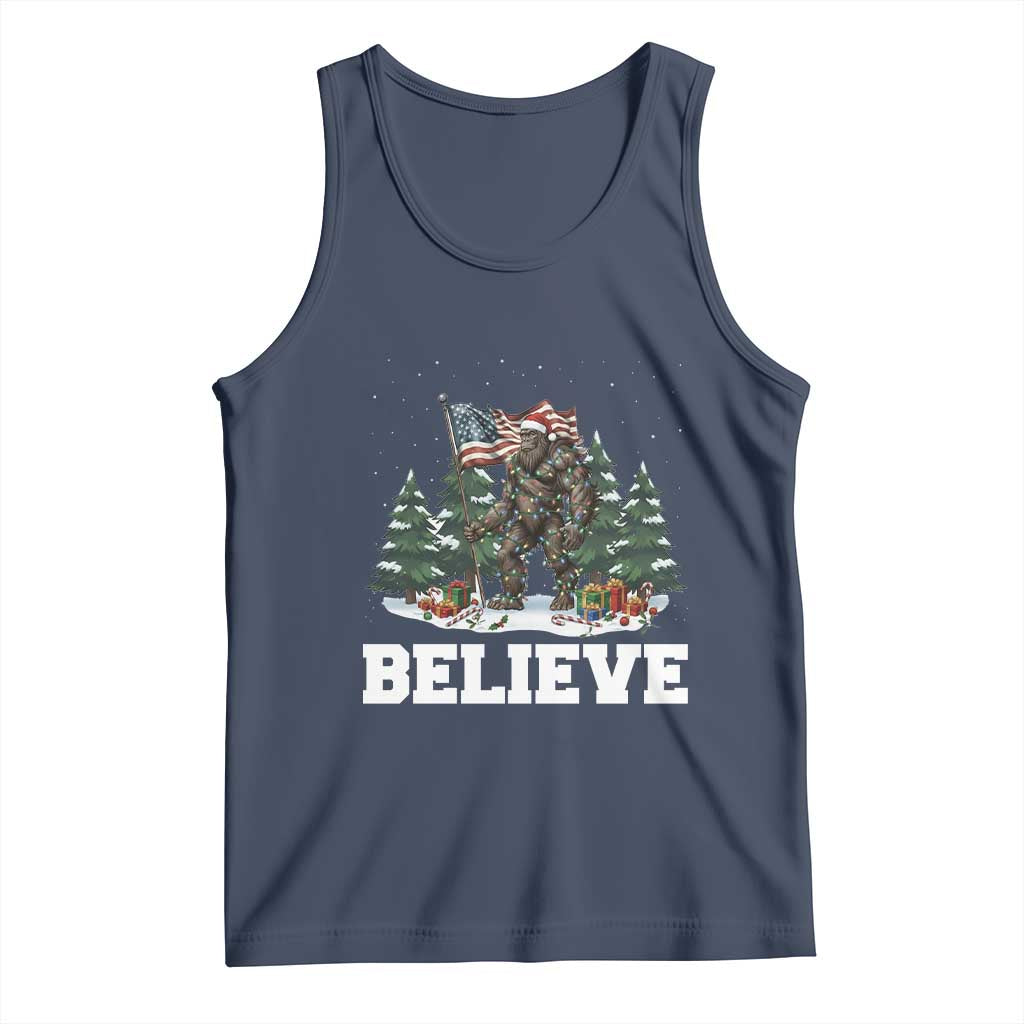 Funny Believe Bigfoot Christmas Tank Top American Flag Sasquatch Holiday Gift - Wonder Print Shop