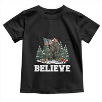 Funny Believe Bigfoot Christmas Toddler T Shirt American Flag Sasquatch Holiday Gift - Wonder Print Shop