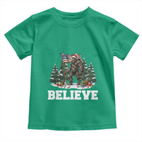 Funny Believe Bigfoot Christmas Toddler T Shirt American Flag Sasquatch Holiday Gift - Wonder Print Shop